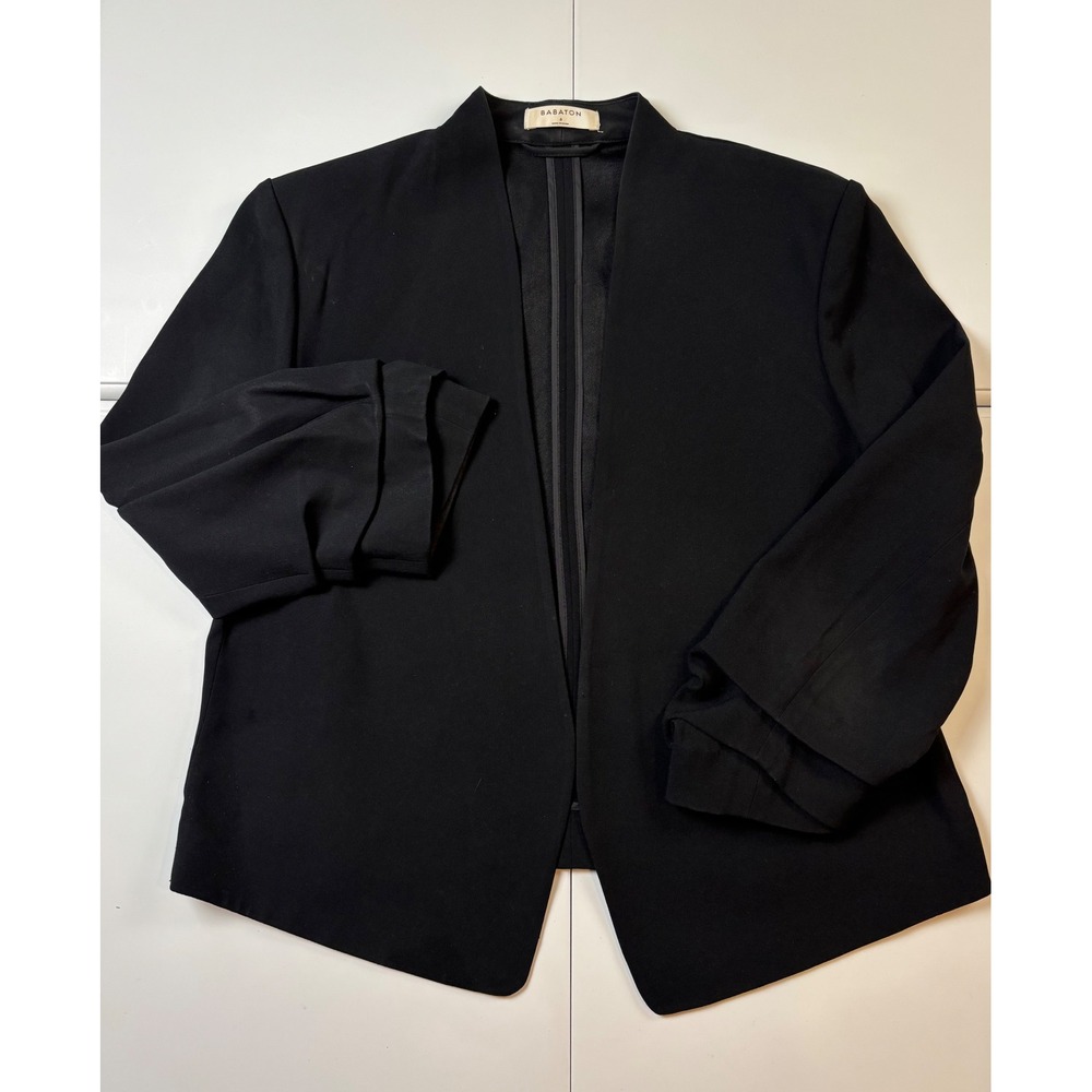 Babaton Aritzia Power Hip Blazed Blue Open Front 3/4‎ Ruched Sleeve Size 6